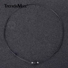 Black Lava Rock Stone Choker Necklace Adjustable Leather Rope Xmas Gift 46-90cm