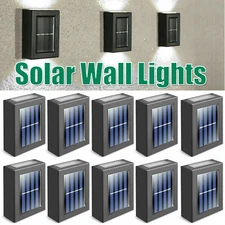 Solar LED Street Wall Light Outdoor Deck Street Wall Up Down Fixture Fence Lamp