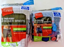 2 Pkgs Men's Tagless Comfort Soft Boxer Briefs Large Black Gray Blue 5 Total