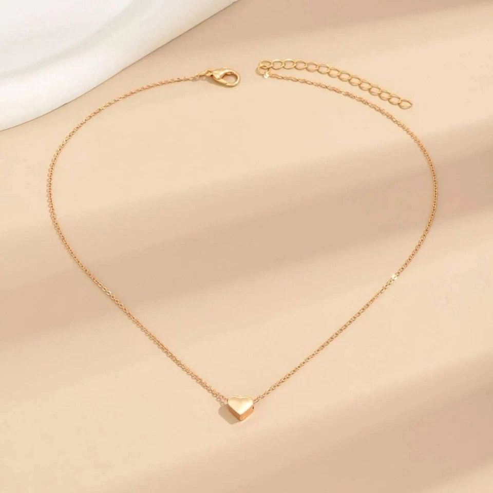 Collar Mujer Amor Corazón Colgante Chapado en Oro Acero Inoxidable Joyería Diaria Nuevo Foto 4 de 4