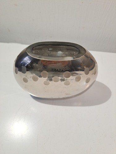 SASAKI GLASS ETCHED MIRRORED MODERN VASE JAPAN 5 x 6 inches - Picture 4 of 12