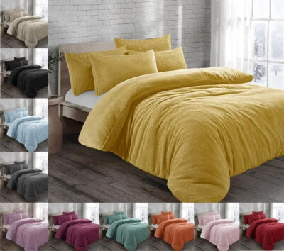 Teddy Fleece Duvet Cover & Pillowcase Bedding Set or Fitted Sheet