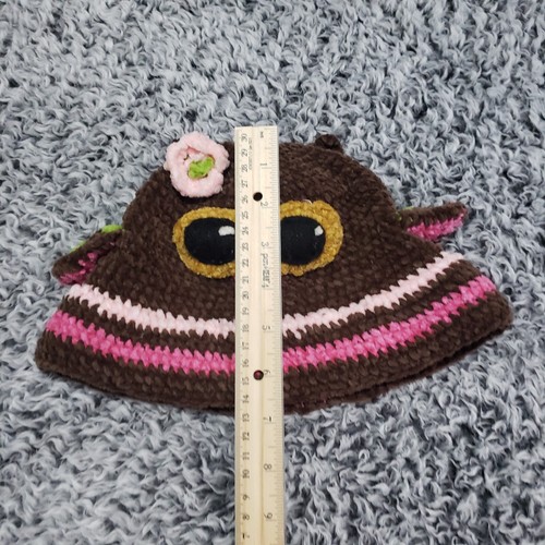 Owl Beanie Winter Hat Brown 1-2Y Crochet Girls Face Ears - Picture 8 of 8