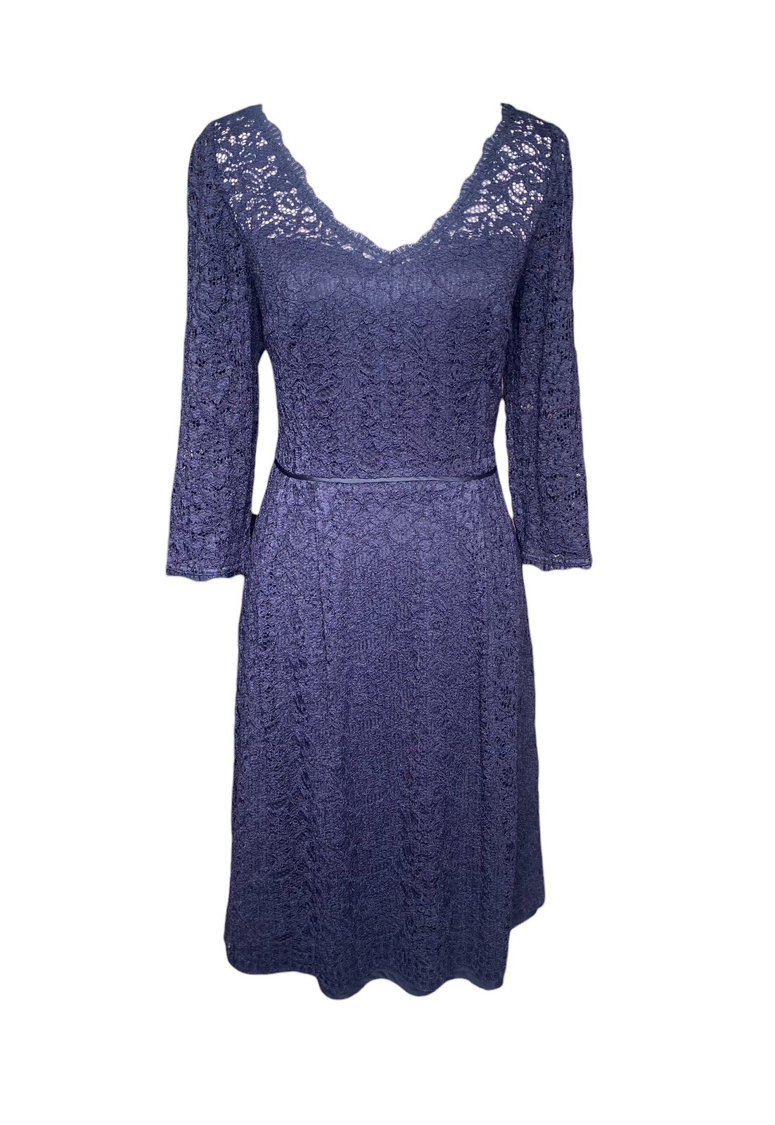 Monsoon Navy Blue Lace Tea Dress Size 12 Wedding Event Mother Of