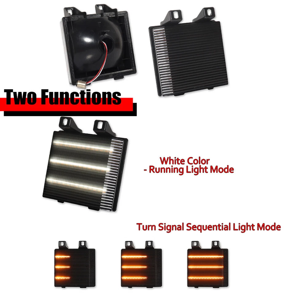 2x Luz de sinalização frontal LED com interruptor sequencial de fumaça para caminhonete Chevy GMC - Imagem 2 de 4