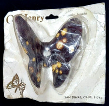 Vintage Macrame O Henry Ceramic Butterfly Bead - BROWN SPECKLE - HTF 9