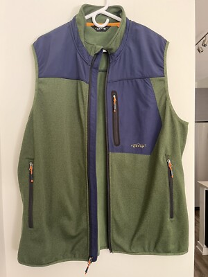 Orvis Performance Fleece Lined Full Zip Green Blue Vest Size XL - New No Tags