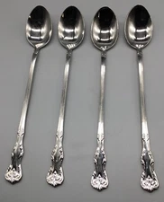 4 Iced Teaspoons Silverware Reed & Barton Select 18/10 Stainless China 7 3/4"