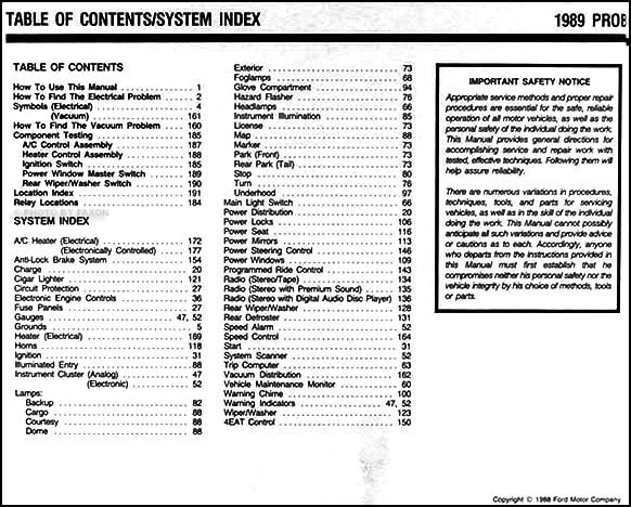 1989 Ford Probe Eléctrico Y Vacío Problemas Manual 89 Originales Evtm - Imagen 2 de 2