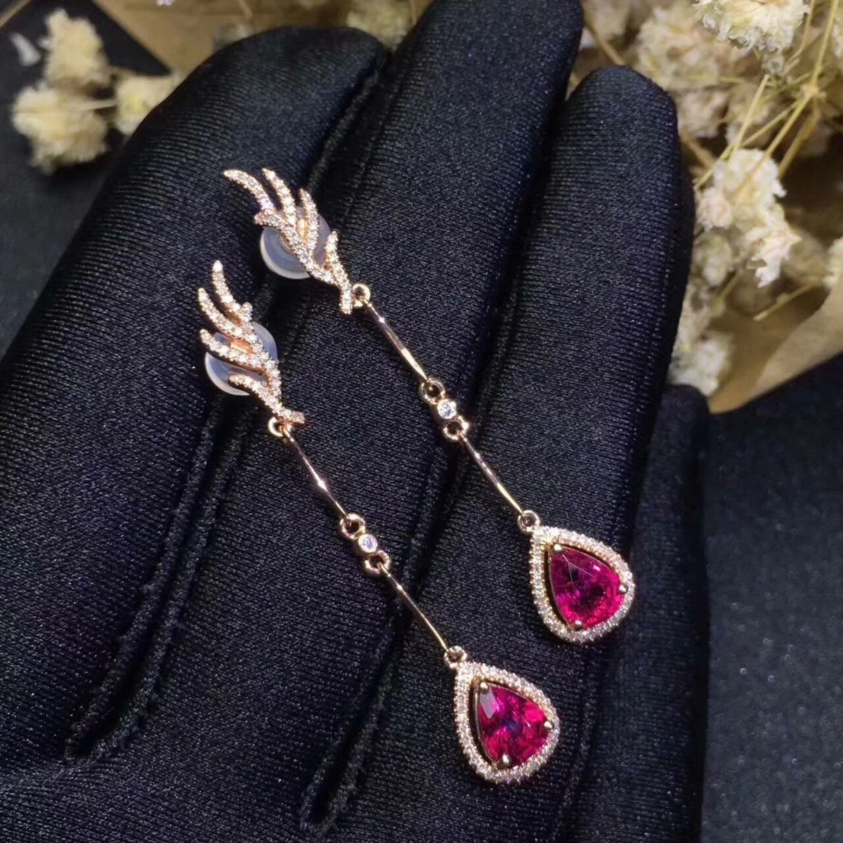 Rose gold and ruby earrings deals