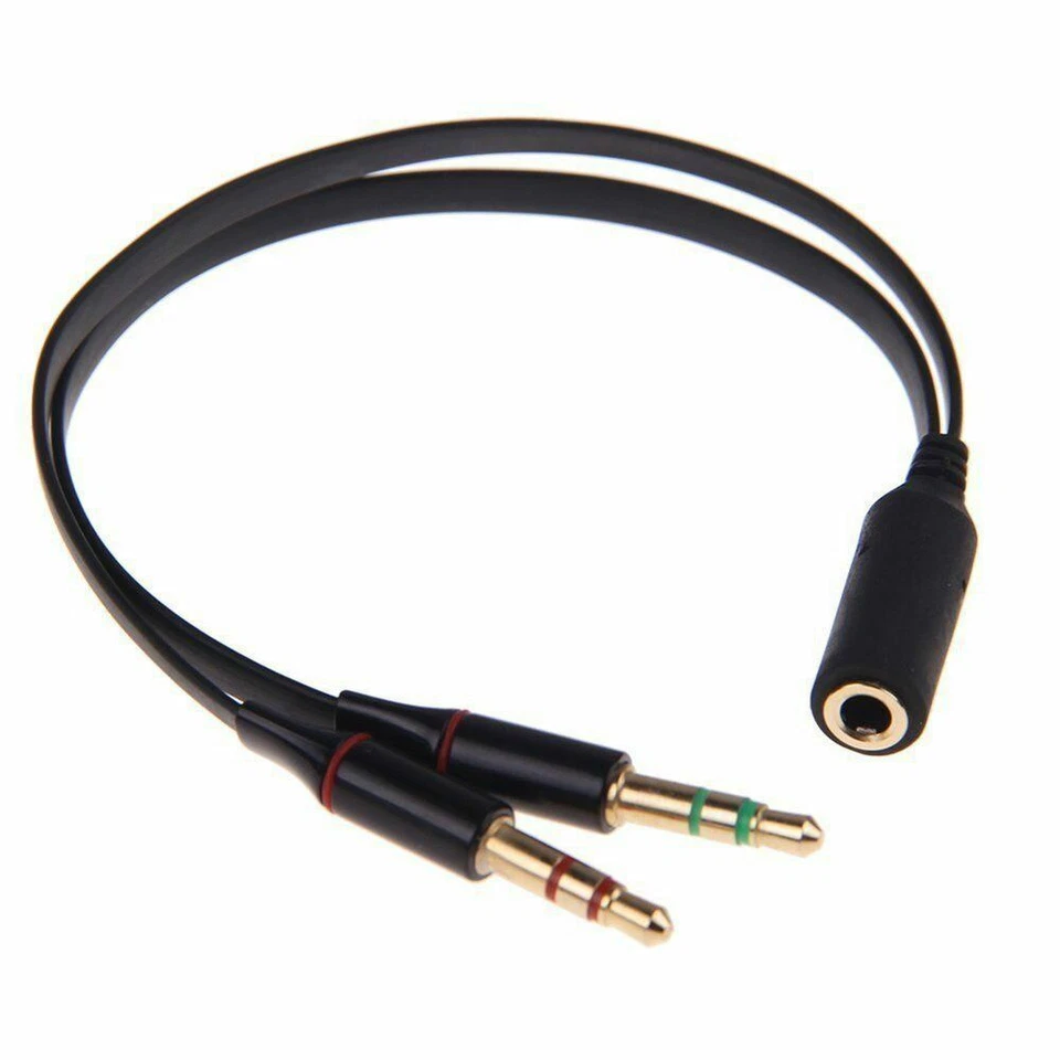 3,5 mm 1 hembra a 2 macho cable divisor en Y F L/R micrófono de audio micrófono MIC PC auriculares - Imagen 2 de 4
