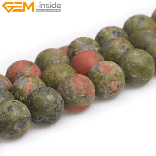 Green Unakite Jasper Forested Matt Round Beads Jewelry 15" Making Natural Stone - Picture 54 of 62