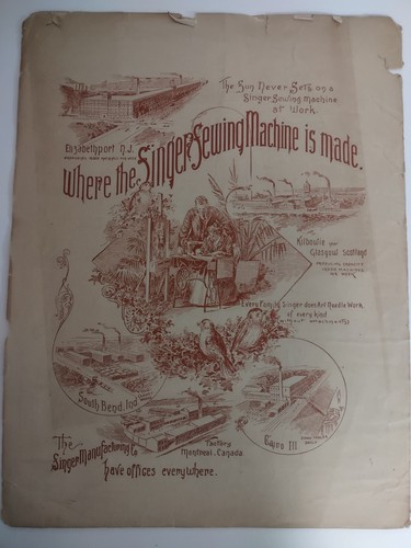 Vintage SINGER SEWING Machine 1891 Advertisement - RARE Sheet Music - Picture 8 of 11