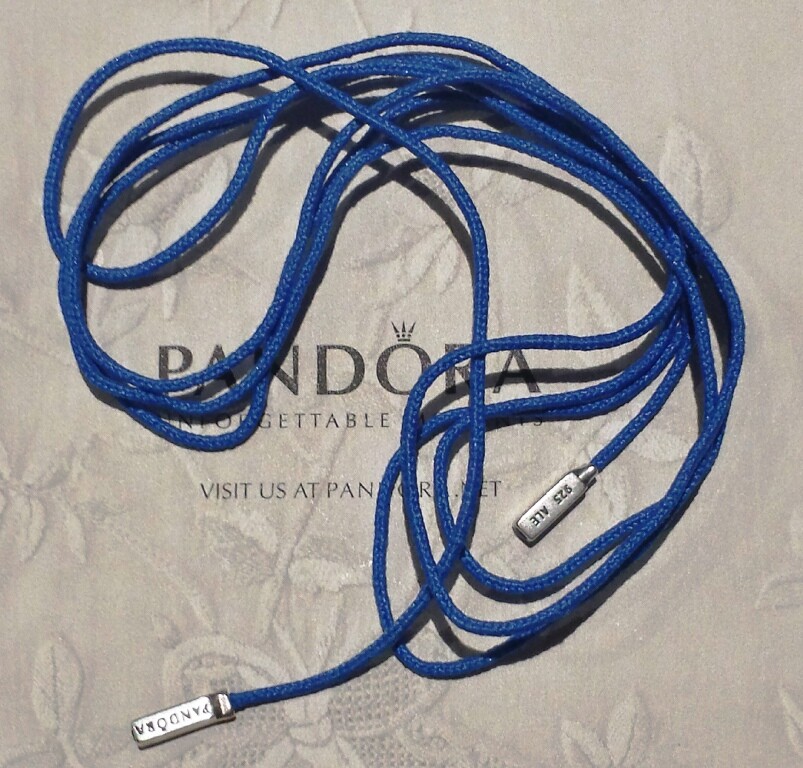 PANDORA Genuine Blue String Cord Silver Ends Bracelet Necklace