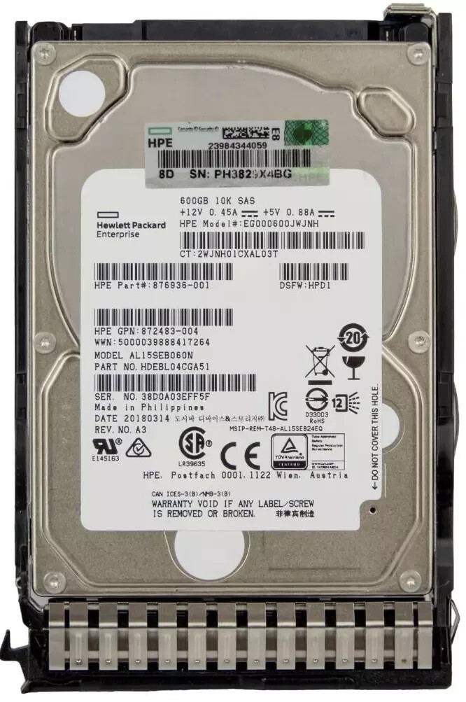 HP EG000600JWJNH 876936-0001 600G SAS 10K 12G 2.5 872736 hard