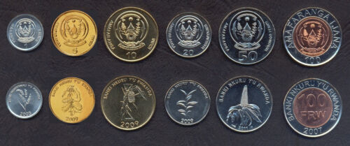 RWANDA FULL COIN SET 1+5+10+20+50+100 Francs 2003-11 UNC 200OTHER_COIN_SETS_HERE - Picture 1 of 2