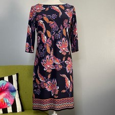 Vince Camuto Floral Jersey Tunic Shift Dress 8 Work Cocktail 