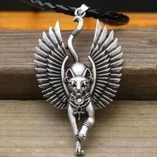 Sphinx Cat Necklace Ancient Egypt Pendant Winged Necklace Jewelry