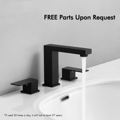 Matte Black Waterfall 8"Widespread Bathroom Vanity Sink Faucet 3 Holes Mixer Tap - Picture 5 of 10