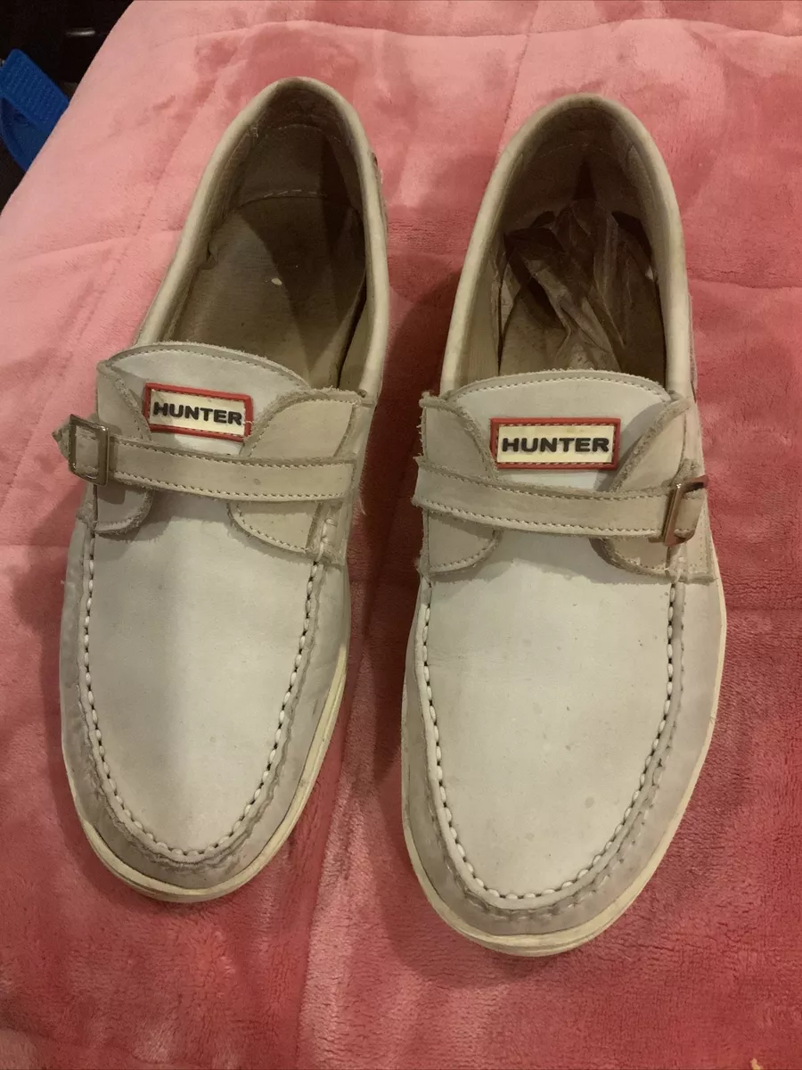 HUNTER womens boat shoe moccasin cream colored size 40 10