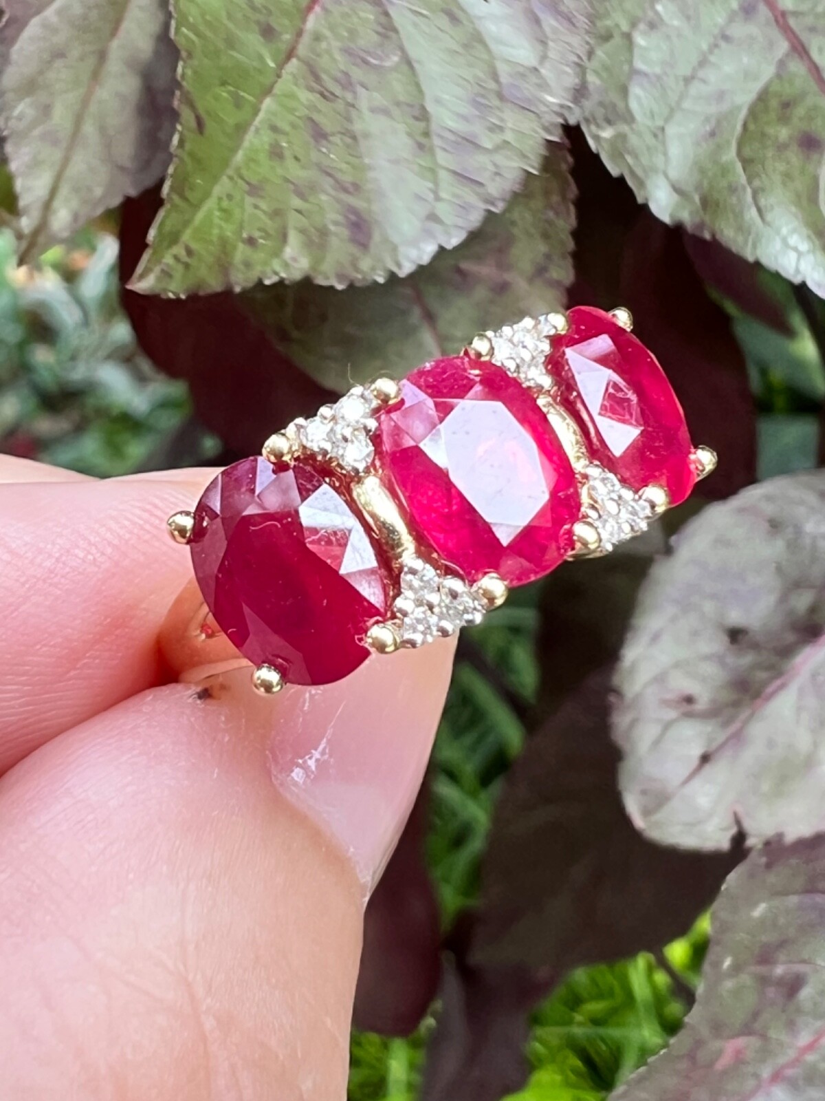 14K GOLD TRILOGY “PAST PRESENT FUTURE “ RUBY DIAM… - image 16