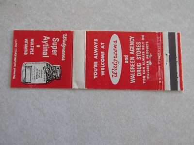 J55 vintage Matchbook Cover Walgreens Super Aytinal Vitamin