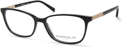 Marcolin MA5025 001 Black Plastic Optical Eyeglasses Frame 52-15-140