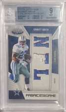 EMMITT SMITH 2010 CERTIFIED FABRIC OF THE GAME DIE CUT PATCH /25 BGS 9 POP 1/1