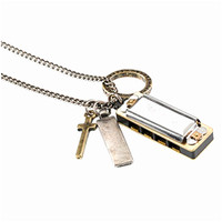 80 Cm Unique Contemporary Design Necklace - Men's Pablo Discobar Harmonica Charm 80 Cm Unique Contemporary Design Necklace - Men's Pablo Discobar Harmonica Charm