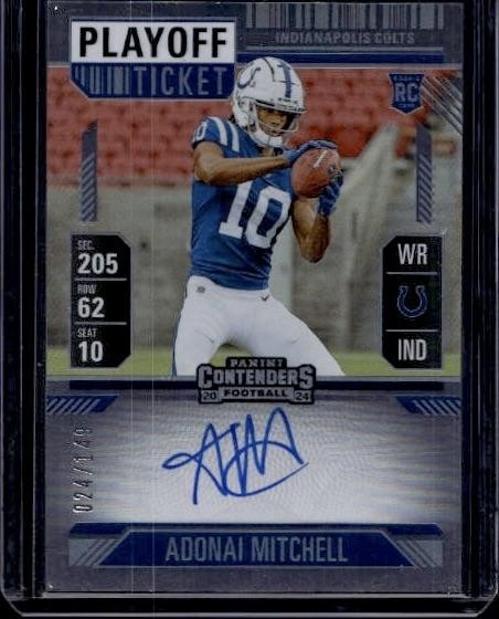 2024 Panini Contenders #108 Adonai Mitchell Playoff Ticket Auto /149