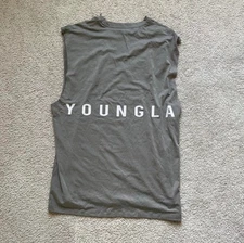 Mens Medium Youngla Olive Grey RunTech Tank