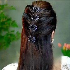 4Pcs Mini Flower Diamond Hair Clips Half Tied Bun Claw Clips Women Hair