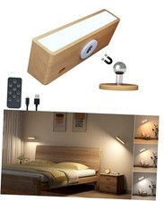 Wall Sconces,Battery Operated Wall Sconce with 1Pack-Remote Control Beech wood