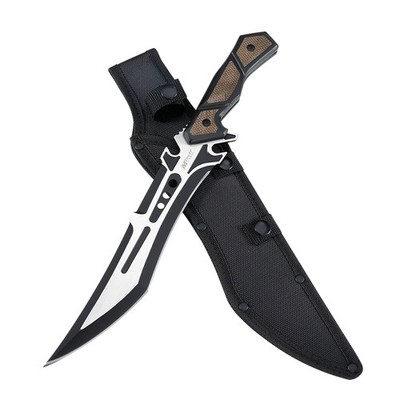 14.75'' MTech USA Fixed Blade Full Tang Knife w/Wood Handle & Nylon Sheath