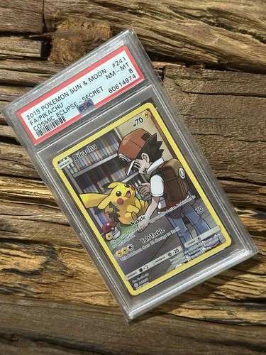 Fa/Pikachu Cosmic Eclipse-Secret Pokemon Sun & Moon Cosmic Eclipse 241 NM PSA 8