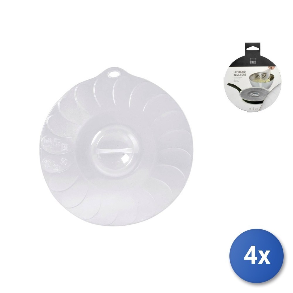 4X Food Covers 15 Cm, Silicone, Transparent