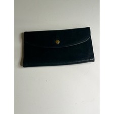 Vintage Coach Black Leather Envelope Wallet with Gold Snap