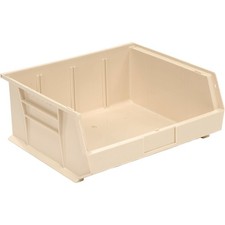 Beige Plastic Stacking Bin 16-1/2 x 14-3/4 x 7 Lot of 6