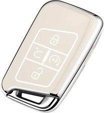 Key Fob Cover, Premium Soft TPU Full Protection Key Fob Case Full Color: White