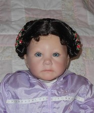 Monique SHEILA Doll Wig SIZE 14/15 DARK BROWN Double Braids Pinned Up NO GLUE