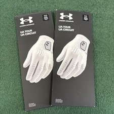 Under Armour Men?s Left Hand Tour Leather GolfGlove New Size small White 2 pack