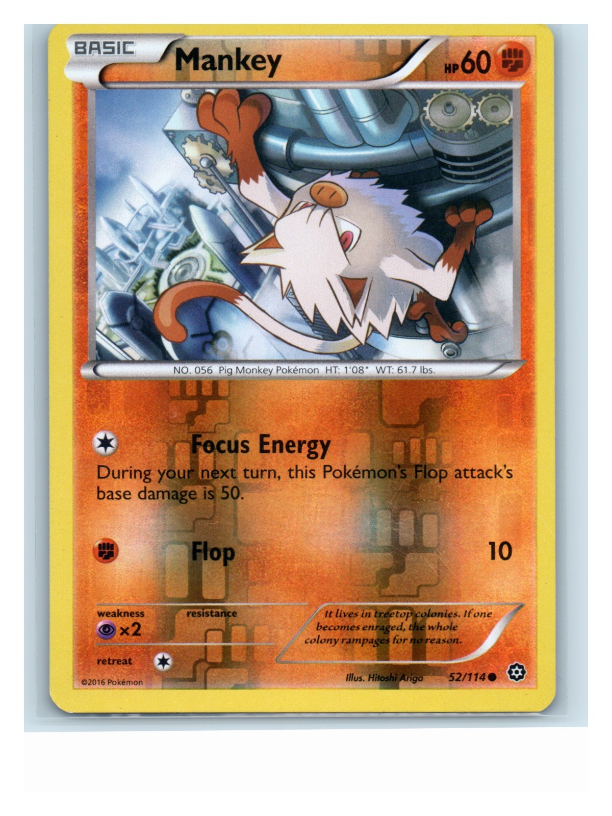 Mankey Reverse Holo 52/114 Common XY - Steam Siege LP