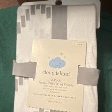 Cloud Island 2-Pack Jersey Cotton Crib Fitted Sheets, Gray/White Chevron