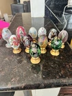 10 Fenton Hand Painted Eggs Signed by Artist