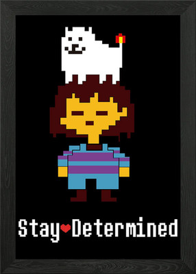 Stay Determined Undertale Framed Wall Art Poster Canvas Print Picture