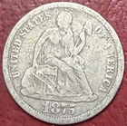 1875 Seated Liberty Dime. Free Shipping
