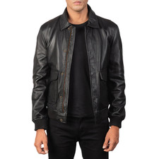 Men's Coffmen A2 Real Leather Bomber Jacket Classic Flight Aviator Military Coat