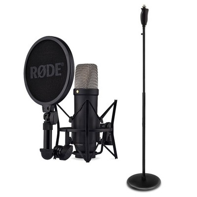 Rode NT1 5th Generation Studio-Mikrofon Schwarz mit Einhand-Mikrofonständer
