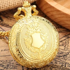 Unisex Gold Shield Quartz Pocket Watch Timeless Style  Precision Christmas Gift