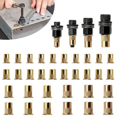 36 PCS Manual M6 M12 Rivet Nut Adapters Carbon Steel Threaded Insert Rivnut Set